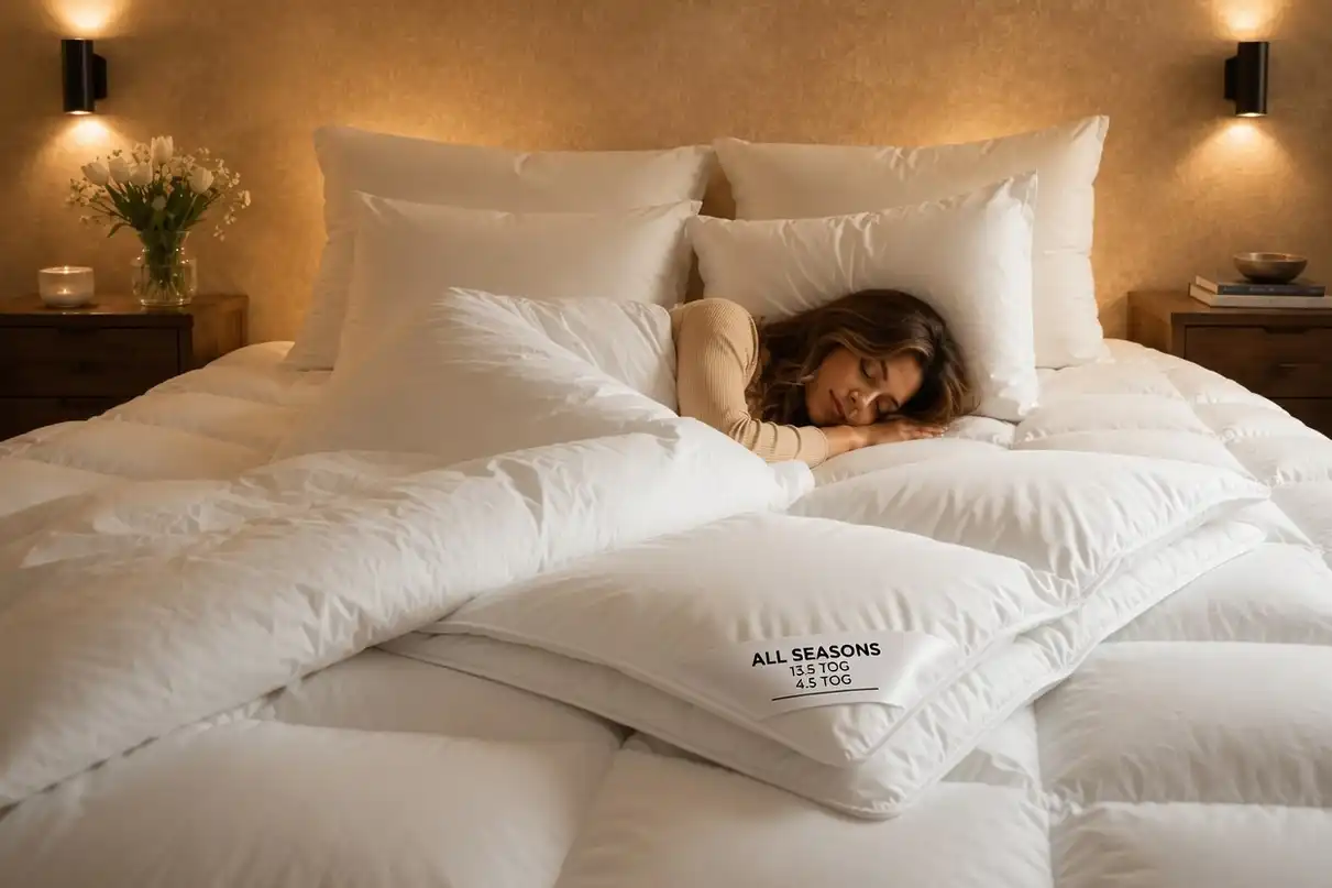 All Seasons Double Hungarian Duvet – Layers Luxury Bedding Company All seasons double hungarian duvet showing 13 5 tog and 4 5 tog layers