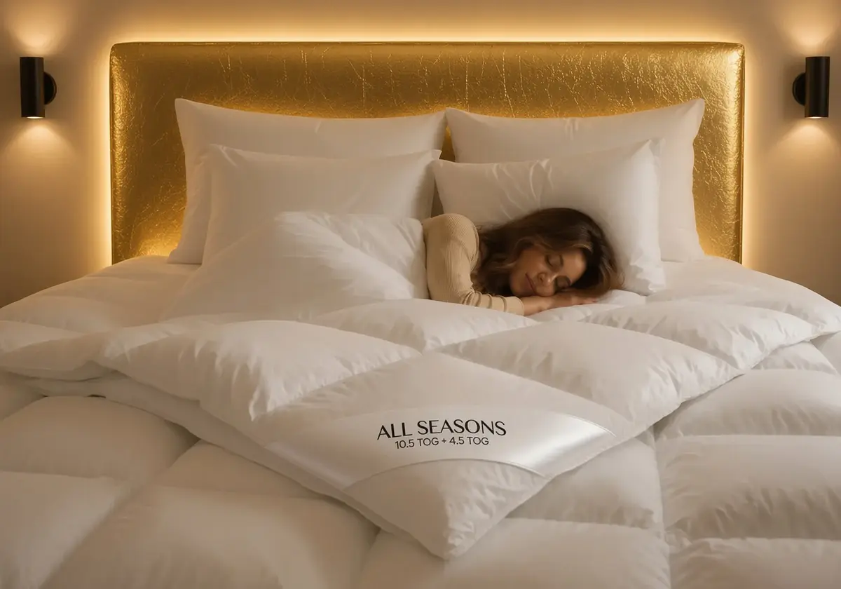 15 Tog All Seasons Canadian Goose Down Duvet – Layers Luxury Bedding Company Canadian all seasons duvet showing 10 5 tog + 4 5 tog layers